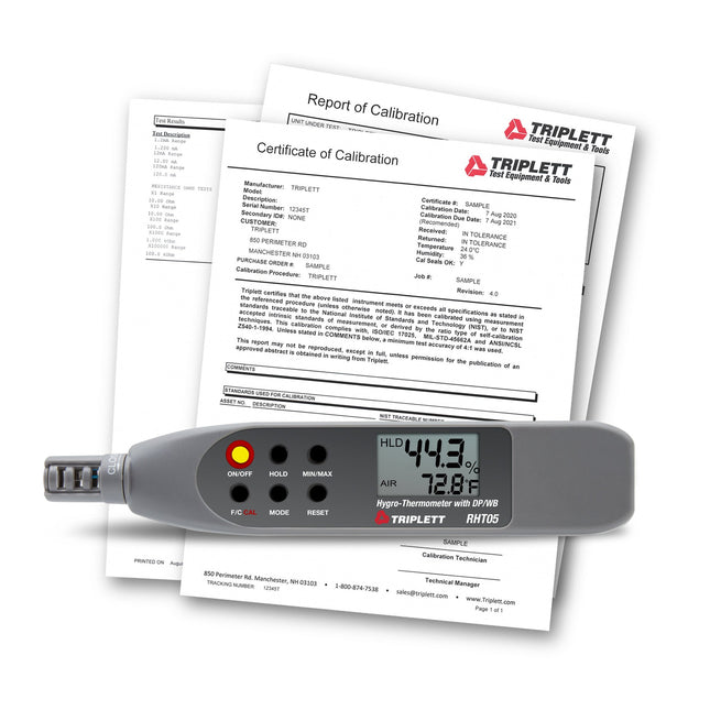 Bolígrafo higrotermómetro con punto de rocío y bulbo húmedo y certificado de trazabilidad al NIST