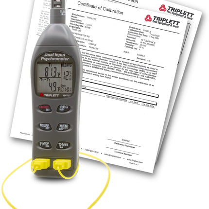 Psicrómetro digital tipo K con certificado de trazabilidad al NIST