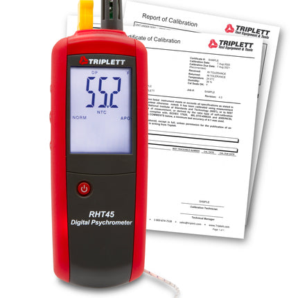 Psicrómetro digital RHT45 Tipo K con Certificado de Trazabilidad al N.I.S.T.