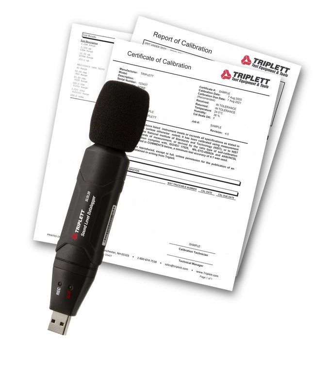 Registrador de datos de sonido USB con certificado de trazabilidad según NIST