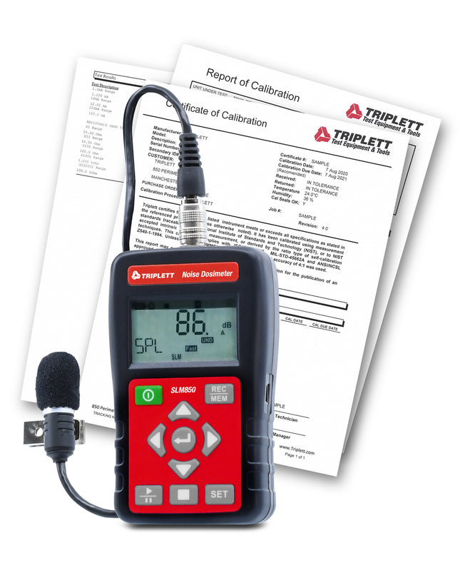 Dosímetro de ruido y registrador de datos de sonido con certificado de trazabilidad al NIST
