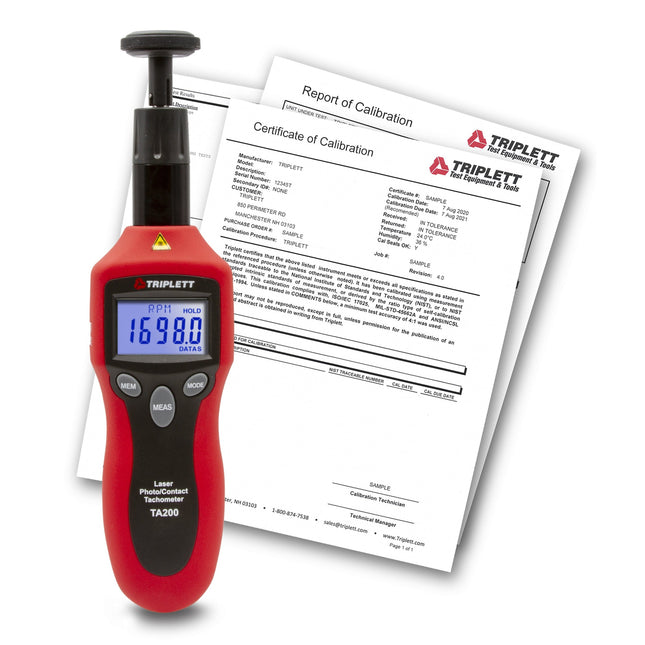 Tacómetro fotográfico láser/de contacto TA200 con certificado de trazabilidad según N.I.S.T.
