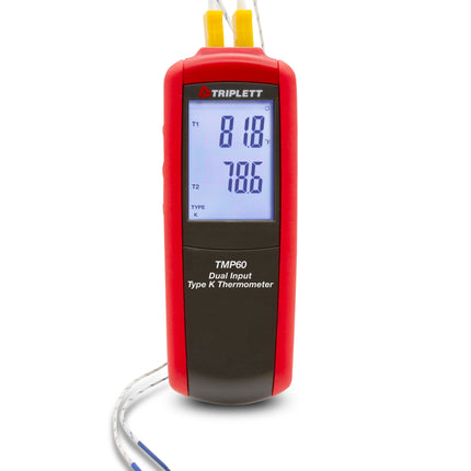 Termómetro tipo K/J de entrada dual