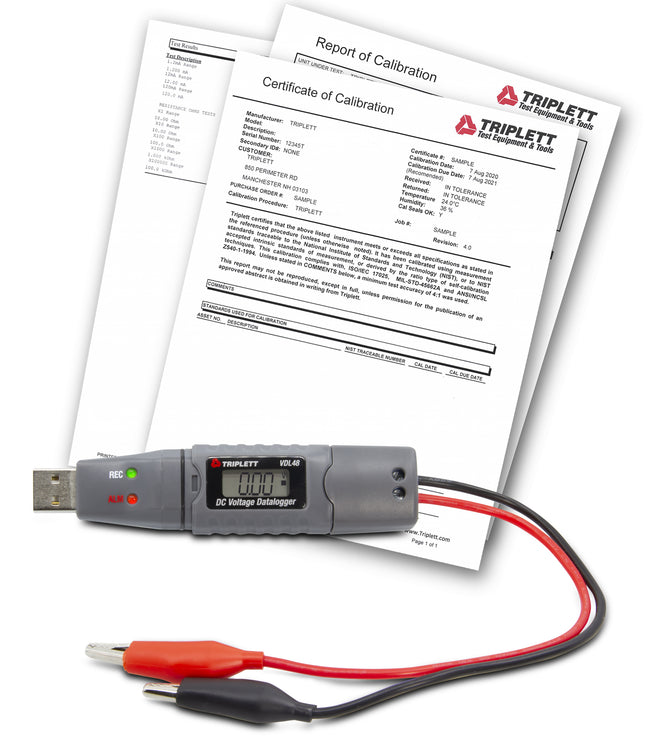 Registrador de datos USB de voltaje CC con certificado de trazabilidad según NIST