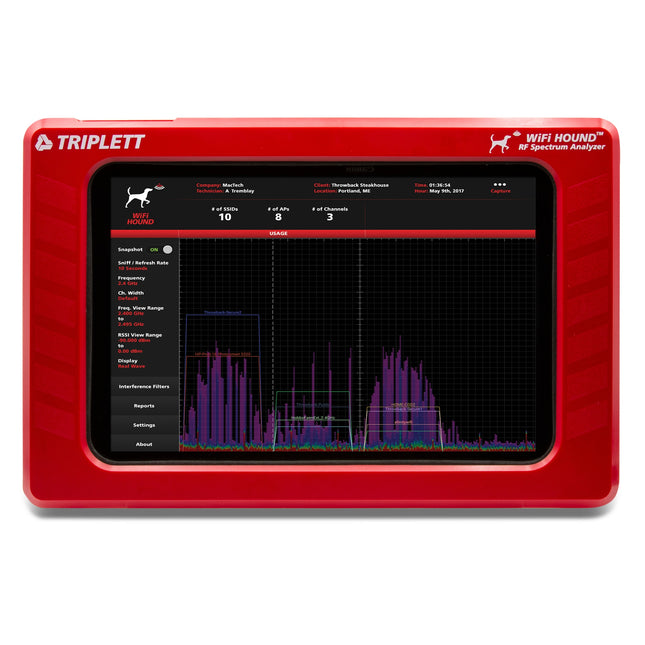 Analizador de espectro RF de 2,4 GHz y 5 GHz de Wi-Fi Hound